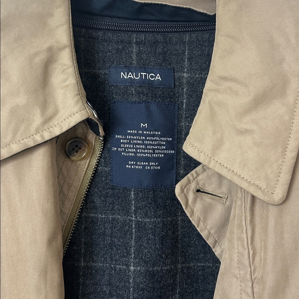 Nautica Tan Jacket Barn Chore Wool Removable Liner Oversized Men’s Medium - Picture 3 of 8